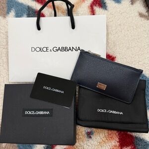 Dolce & Gabbana Navy Leather Card Case/Wallet